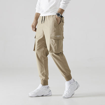 Fashionable Loose Feet Nine Split Leg Pants Multi-pocket Breathable Casual Pants