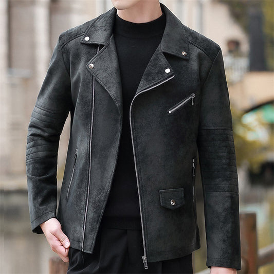 Fashion Velvet Padded Leather Coat Men's Suit Collar - ARCHSHOPE