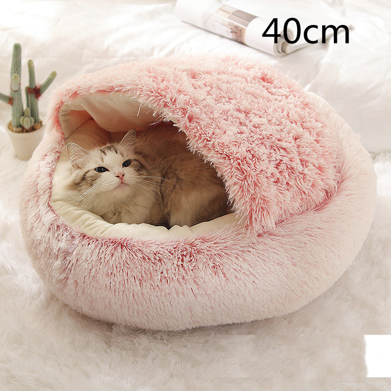 2 In 1 Dog And Cat Bed Pet Winter Bed Round Plush Warm Bed House Soft Long Plush Pets Bed Pet Products - ARCHSHOPE