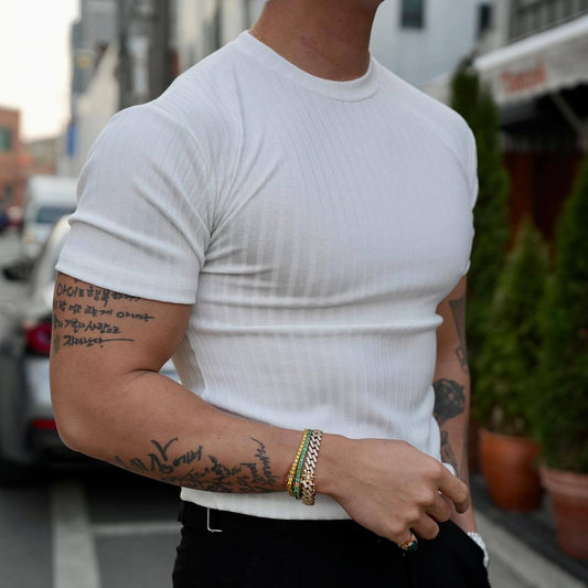 Men's Summer Sports Fitness Casual Round Neck Stretch Crew Neck Short Sleeve - ARCHSHOPE