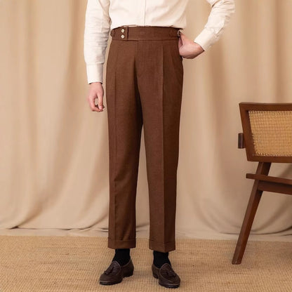 Casual Straight Slim Fit Buckle Suit Pants