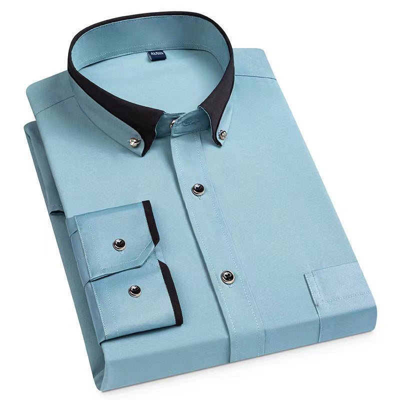 Men's Business Shirt Long Sleeve Non-ironing Four Sides