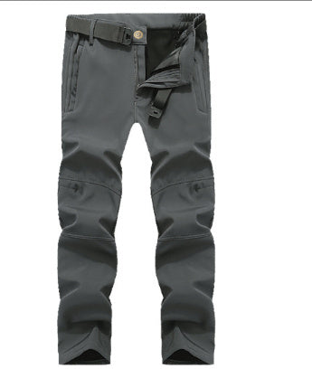 Outdoor Soft Shell Tactical Pants Men's Loose Plus Size Fleece-lined Climbing Pants