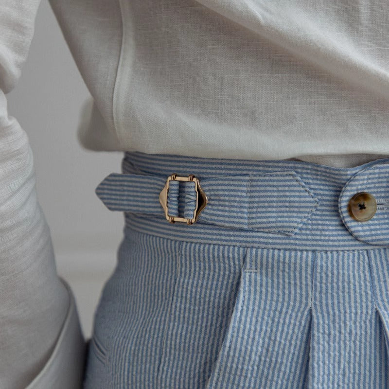 Summer Men's Suit Pants High Waist Straight