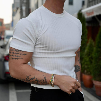 Men's Summer Sports Fitness Casual Round Neck Stretch Crew Neck Short Sleeve - ARCHSHOPE