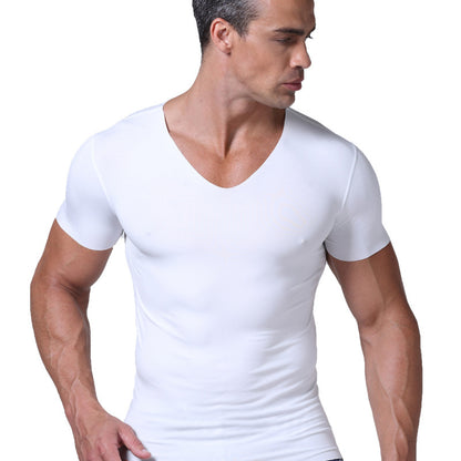 Cut half-sleeved solid color bottoming shirtr bottoming shirt - ARCHSHOPE