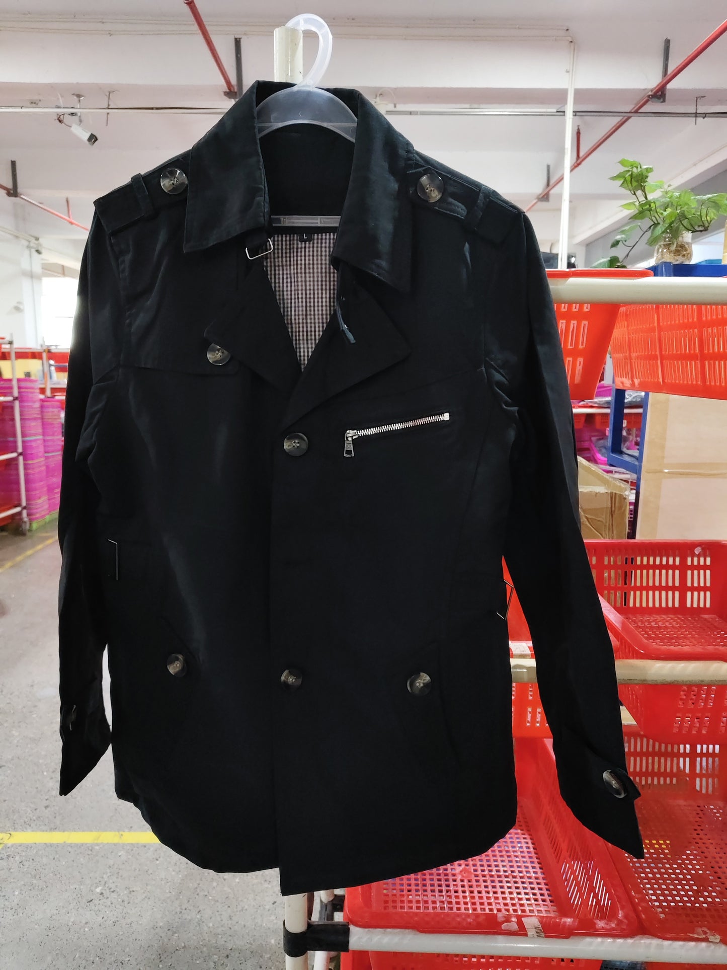 Men's casual jacket mid-length trench coat