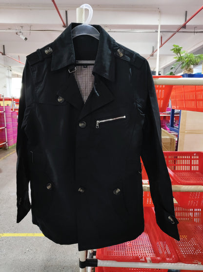 Men's casual jacket mid-length trench coat