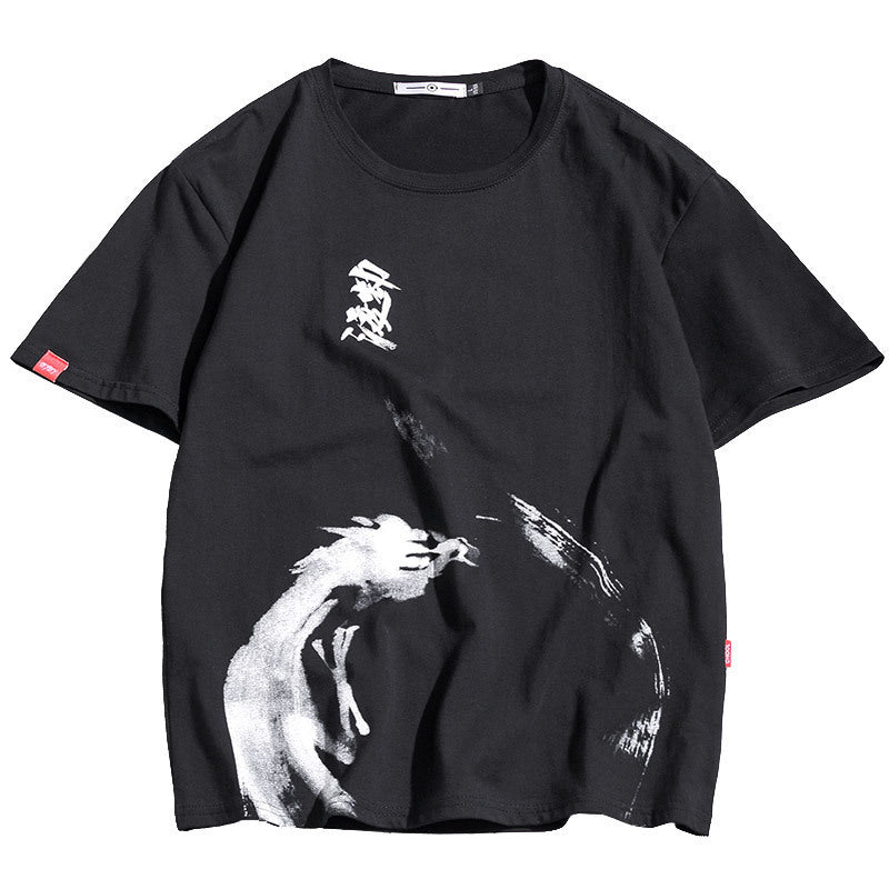 Men's loose T-shirt with ink printing - ARCHSHOPE