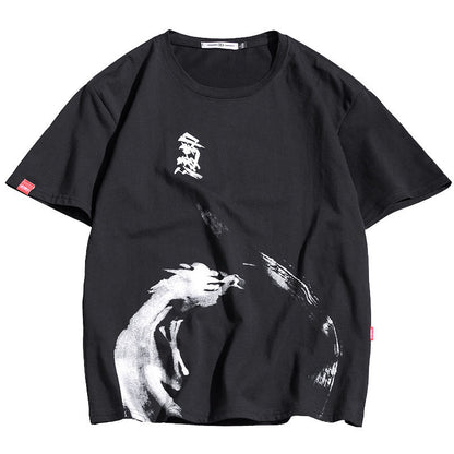 Men's loose T-shirt with ink printing - ARCHSHOPE