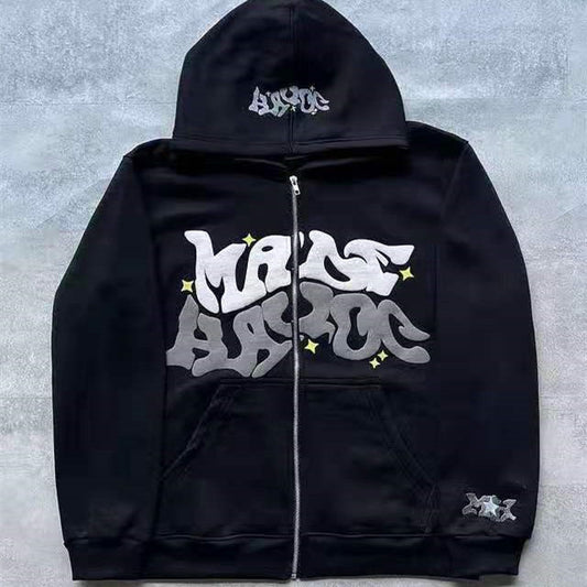 Cartoon Camouflage Printing Stitching Cardigan Zipper Hoodie Teenagers Casual Sweatshirt - ARCHSHOPE