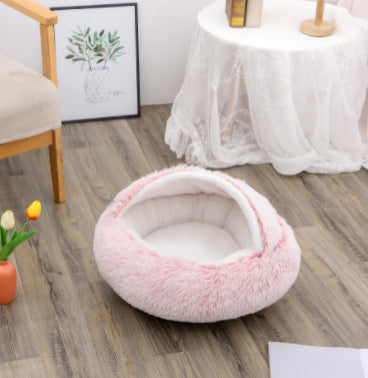 2 In 1 Dog And Cat Bed Pet Winter Bed Round Plush Warm Bed House Soft Long Plush Pets Bed Pet Products - ARCHSHOPE