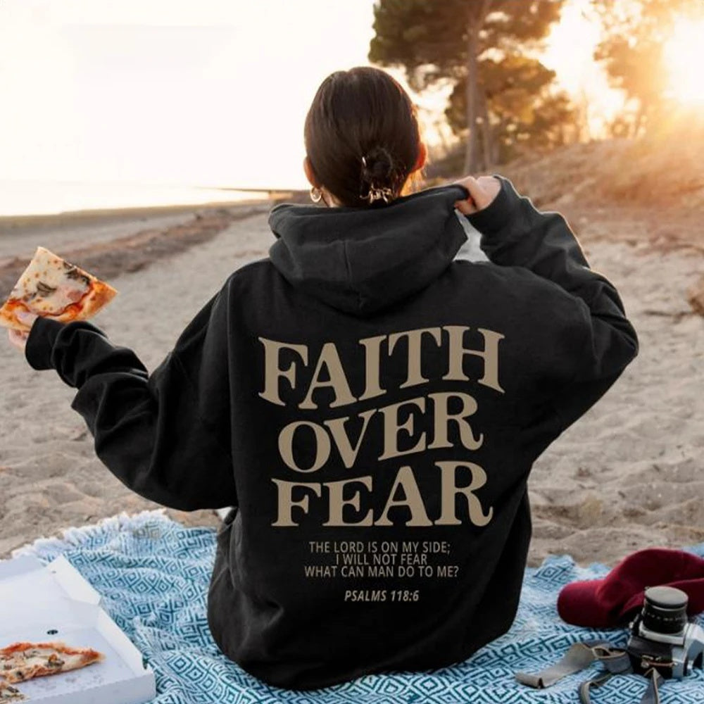 Faith Over Fear Christian Hoodie Christian Sweatshirt Jesus Hoodie Trendy Hoodie Bible Verse Shirt Unisex Aesthetic Clothes - ARCHSHOPE