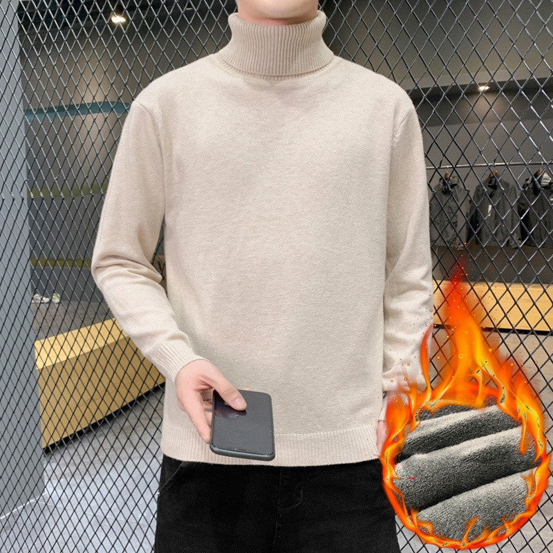 Turtleneck Sweater Plus Velvet Knitting Trend Of Self-cultivation All-match