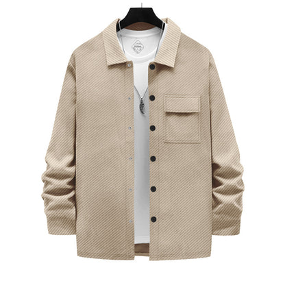 Men's Retro Casual Jacquard Knitted Lapel Shirt Jacket - ARCHSHOPE