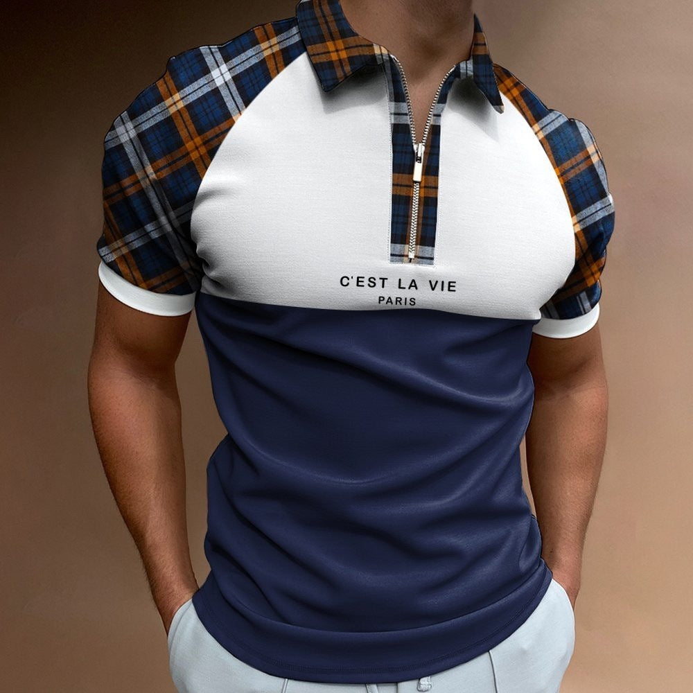Men's Summer Polo Zipper Color Matching Sports Polo Shirt - ARCHSHOPE