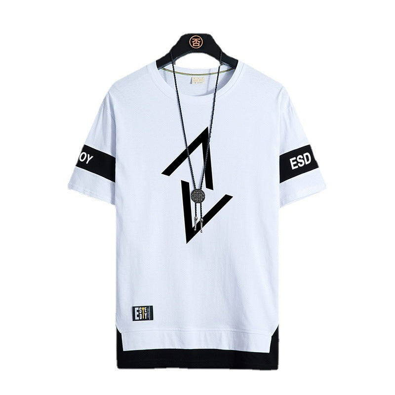Summer New Fake Two-piece Printed Short-sleeved T-shirt Men Crew Neck Casual - ARCHSHOPE