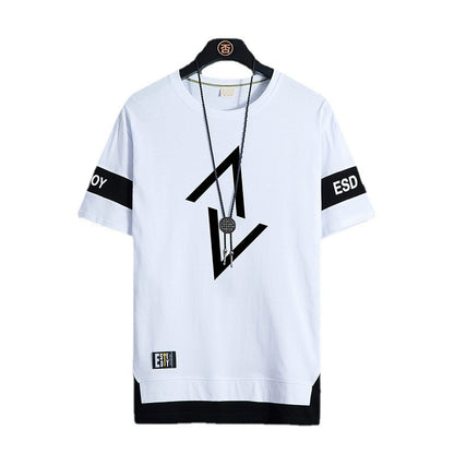 Summer New Fake Two-piece Printed Short-sleeved T-shirt Men Crew Neck Casual - ARCHSHOPE