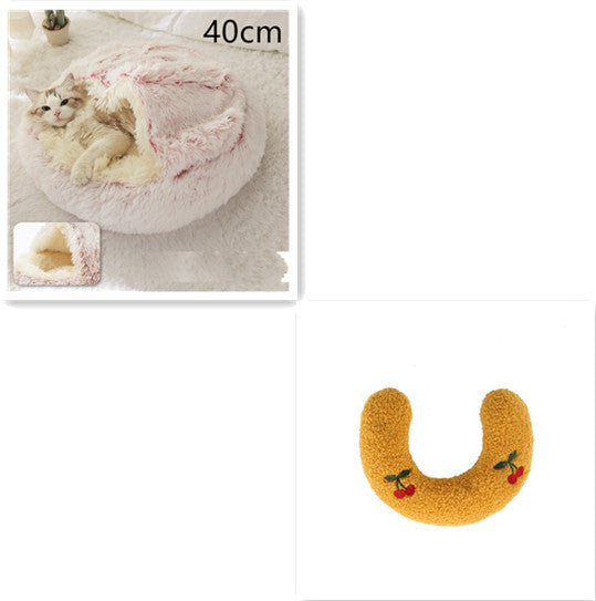 2 In 1 Dog And Cat Bed Pet Winter Bed Round Plush Warm Bed House Soft Long Plush Pets Bed Pet Products - ARCHSHOPE