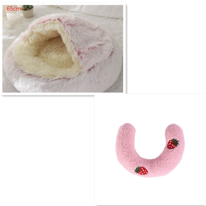 2 In 1 Dog And Cat Bed Pet Winter Bed Round Plush Warm Bed House Soft Long Plush Pets Bed Pet Products - ARCHSHOPE