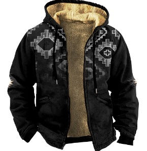 Veste à capuche zippée à imprimé écossais pour homme, manteau d'hiver épais en coton rembourré, vêtements chauds