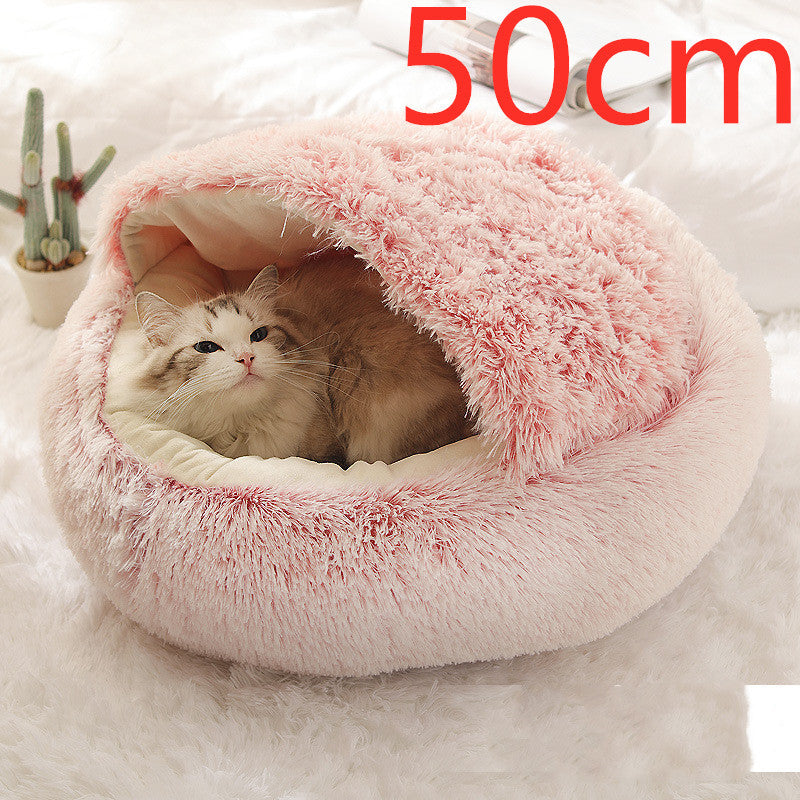 2 In 1 Dog And Cat Bed Pet Winter Bed Round Plush Warm Bed House Soft Long Plush Pets Bed Pet Products - ARCHSHOPE