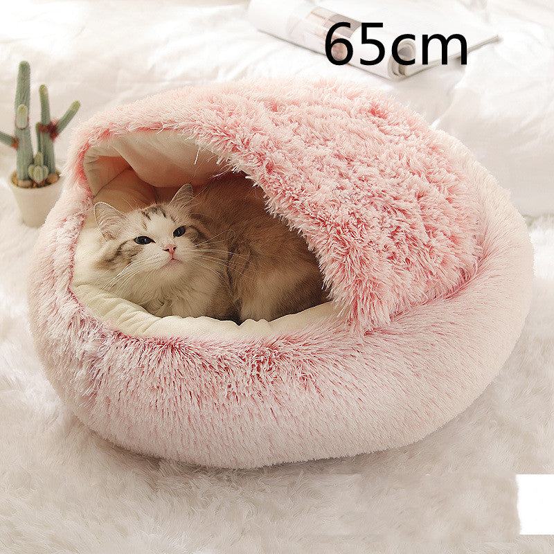 2 In 1 Dog And Cat Bed Pet Winter Bed Round Plush Warm Bed House Soft Long Plush Pets Bed Pet Products - ARCHSHOPE