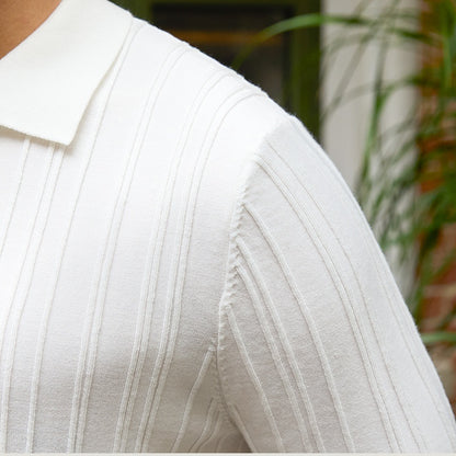 All-matching Slim Fit Sunken Stripe Knitwear Short Sleeve - ARCHSHOPE