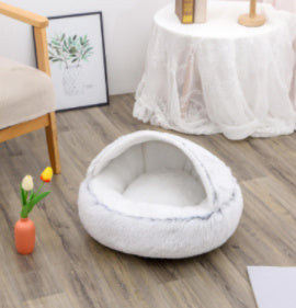 2 In 1 Dog And Cat Bed Pet Winter Bed Round Plush Warm Bed House Soft Long Plush Pets Bed Pet Products - ARCHSHOPE