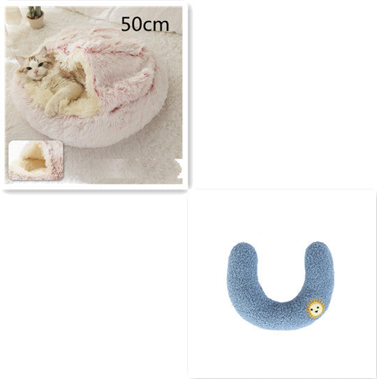 2 In 1 Dog And Cat Bed Pet Winter Bed Round Plush Warm Bed House Soft Long Plush Pets Bed Pet Products - ARCHSHOPE