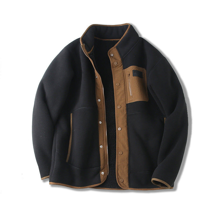 Fleece-lined Thickened Stand Collar Pocket Jacket - ARCHSHOPE