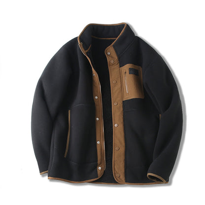 Fleece-lined Thickened Stand Collar Pocket Jacket - ARCHSHOPE