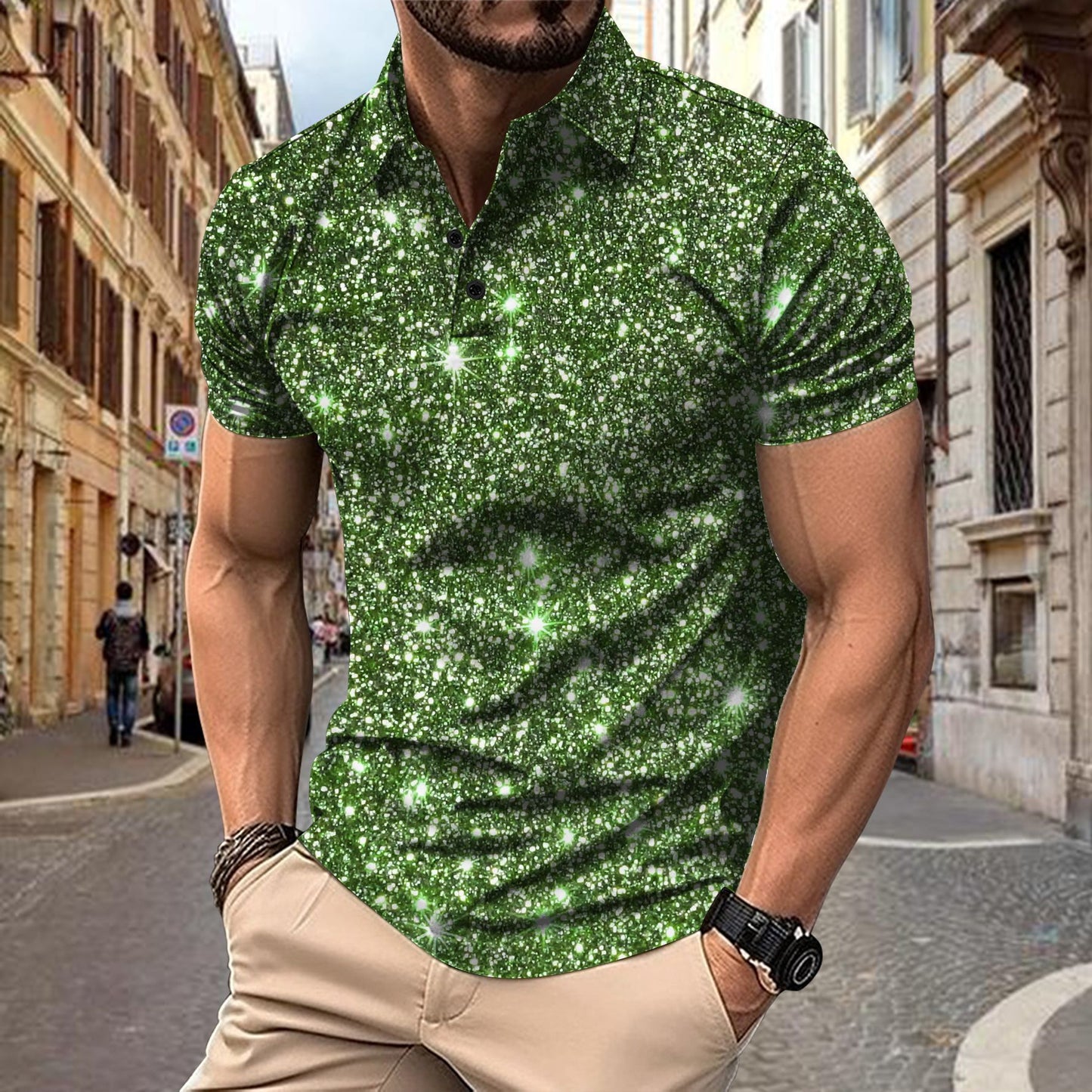 Polo Shirt Digital Printing Button Street Casual T-shirt - ARCHSHOPE