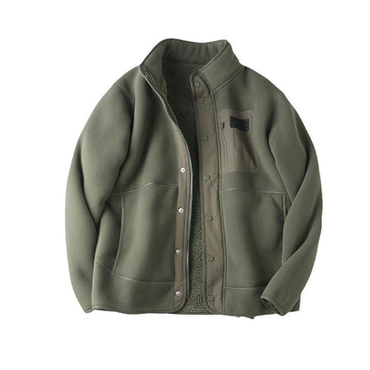 Fleece-lined Thickened Stand Collar Pocket Jacket - ARCHSHOPE