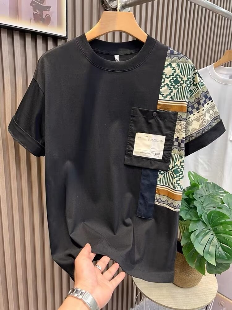 Men's T-shirt Summer New Work Clothes Style Color Matching Top - ARCHSHOPE