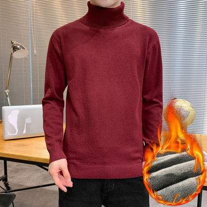 Turtleneck Sweater Plus Velvet Knitting Trend Of Self-cultivation All-match