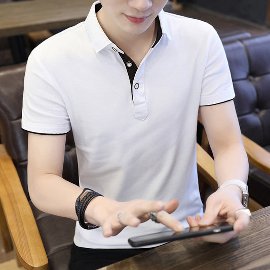 Polo Shirt For Men Casual Short Sleeve Polo Shirts Patchwork Turn-down Collar Zipper T-Shirt Summer Men Shirt Tops - ARCHSHOPE