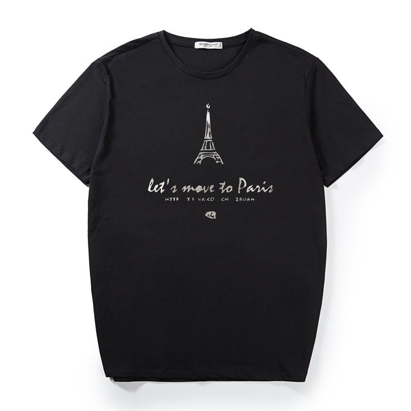Eiffel Tower Printed T-Shirt Men's Loose Plus Size - ARCHSHOPE
