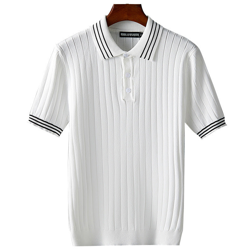 Men's Ice Silk Short Sleeve Thin Lapels Polo Sweater - ARCHSHOPE