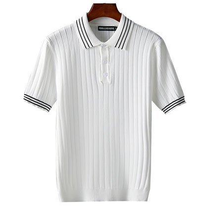Men's Ice Silk Short Sleeve Thin Lapels Polo Sweater - ARCHSHOPE