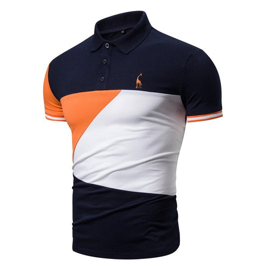 Men's Short Sleeve T-Shirt Polo Fawn Embroidery - ARCHSHOPE