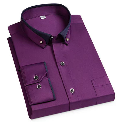 Men's Business Shirt Long Sleeve Non-ironing Four Sides