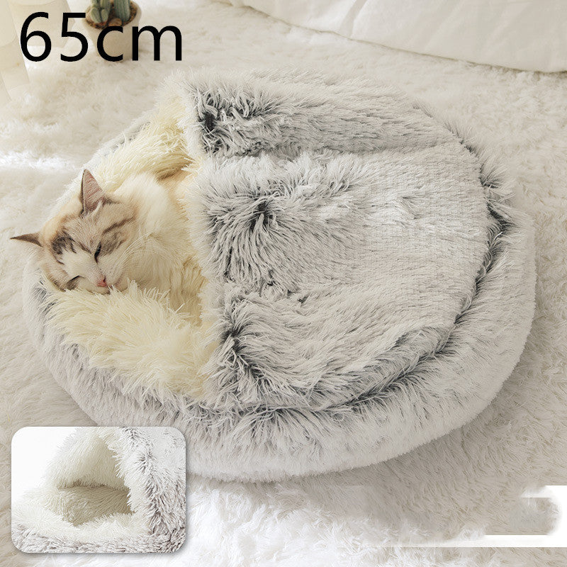 2 In 1 Dog And Cat Bed Pet Winter Bed Round Plush Warm Bed House Soft Long Plush Pets Bed Pet Products - ARCHSHOPE
