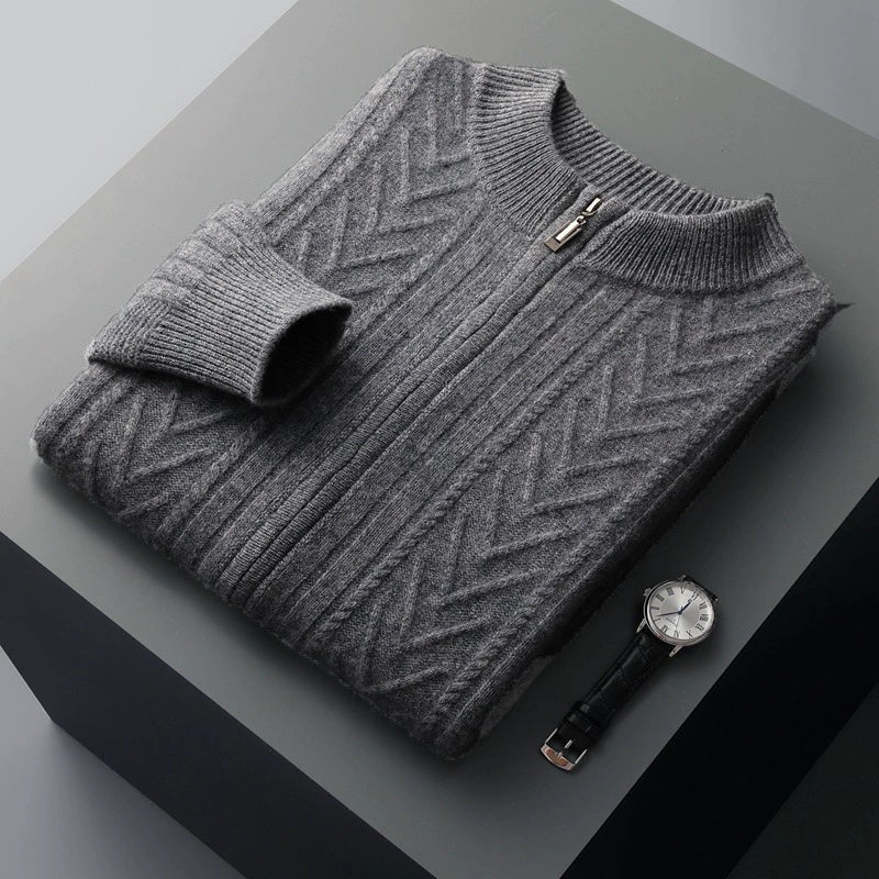 Autumn And Winter Half-high Collar Men's Thick Sweater Coat Cardigan Top