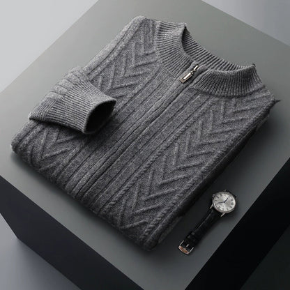 Autumn And Winter Half-high Collar Men's Thick Sweater Coat Cardigan Top