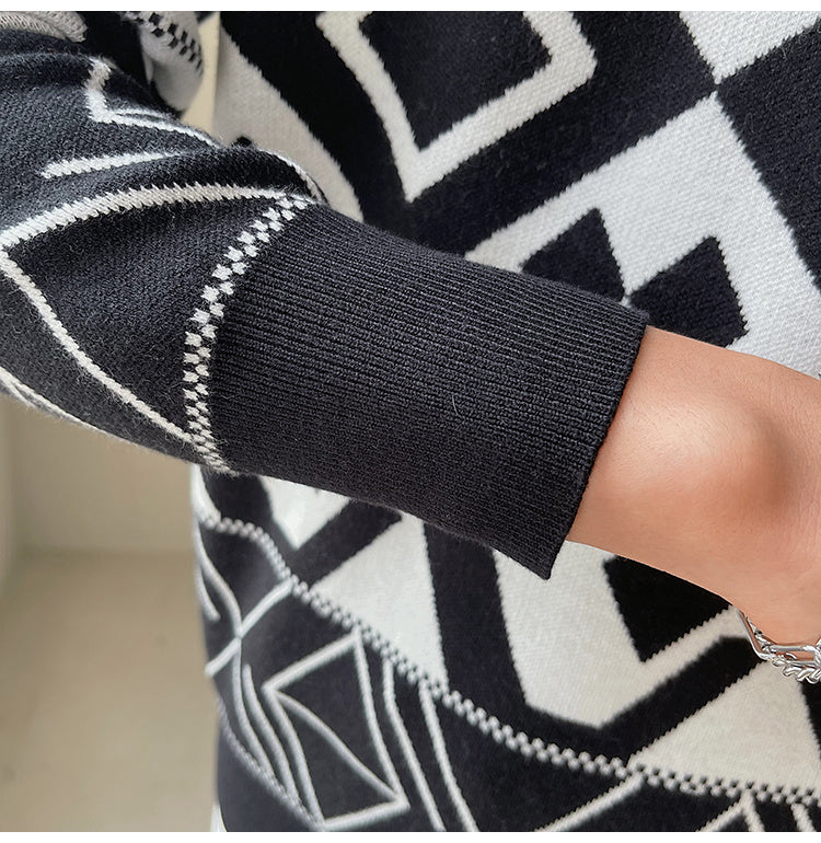 South Korea Light Ripening Wind Men's Geometric Jacquard Trend