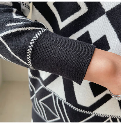 South Korea Light Ripening Wind Men's Geometric Jacquard Trend