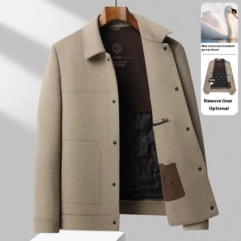 Autumn And Winter Handmade Double-faced Woolen Goods Wool Polo Collar Jacket - ARCHSHOPE