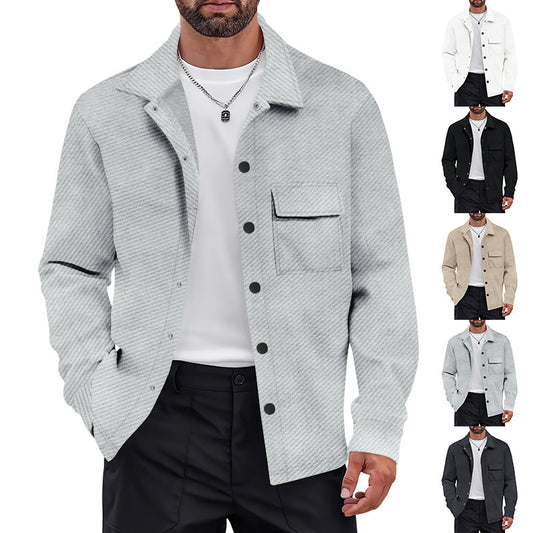 Men's Retro Casual Jacquard Knitted Lapel Shirt Jacket - ARCHSHOPE