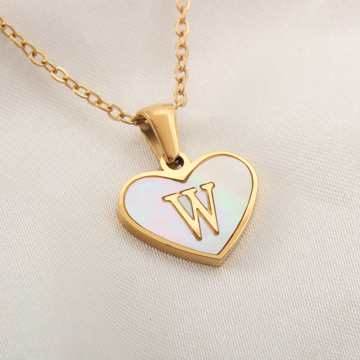 26 Letter Heart-shaped Necklace White Shell Love Clavicle Chain Fashion Personalized Necklace For Women Jewelry Valentine's Day - ARCHSHOPE